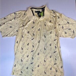 Wedge Golf‎ & Beyond Yellow Patterned Golf Collared Shirt XL